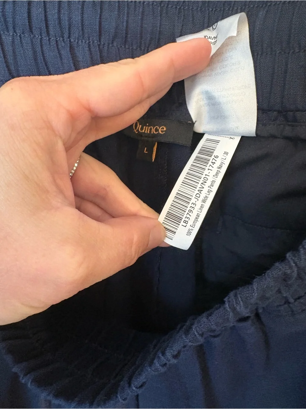 Quince European Linen Wide Leg Pants in Deep Navy Blue Womens Size Large